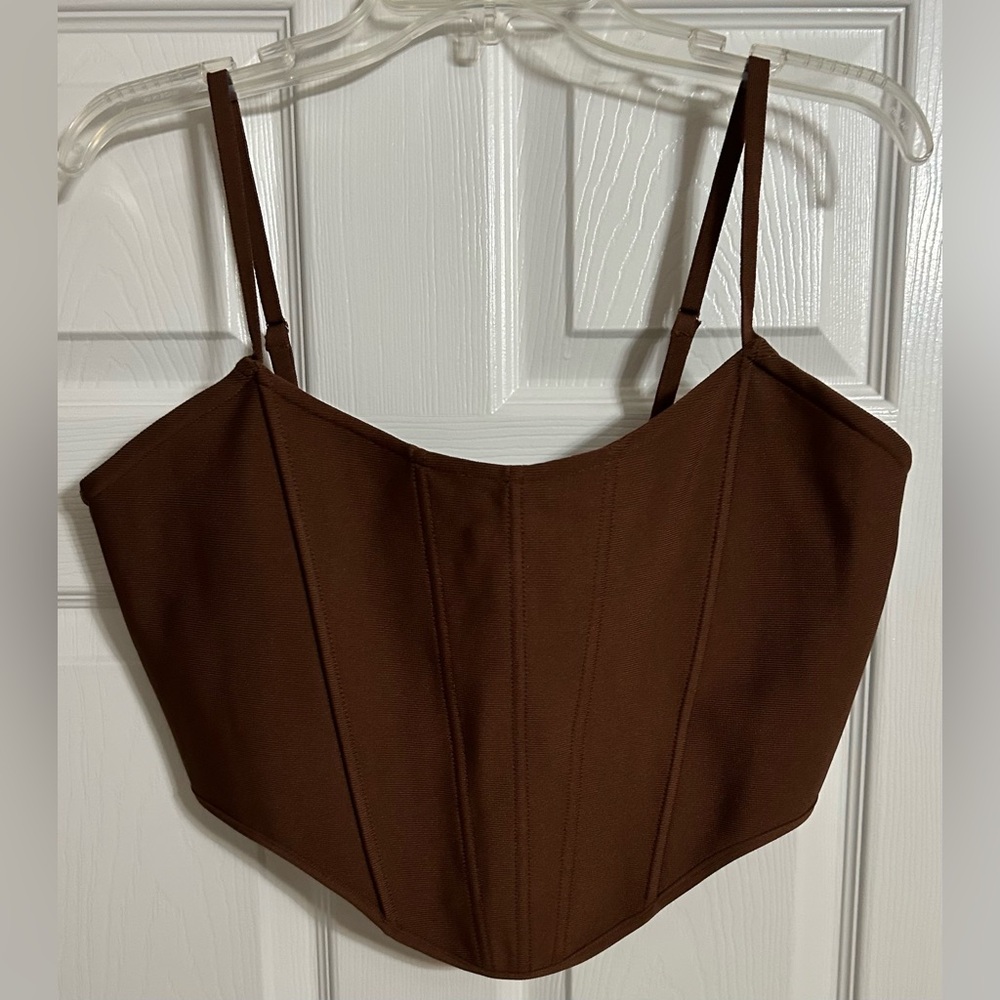 Fashion Nova Brown Corset Crop Top
